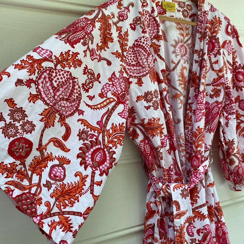 Roberta Roller Rabbit Red and White Floral Robe - Picture 2 of 5